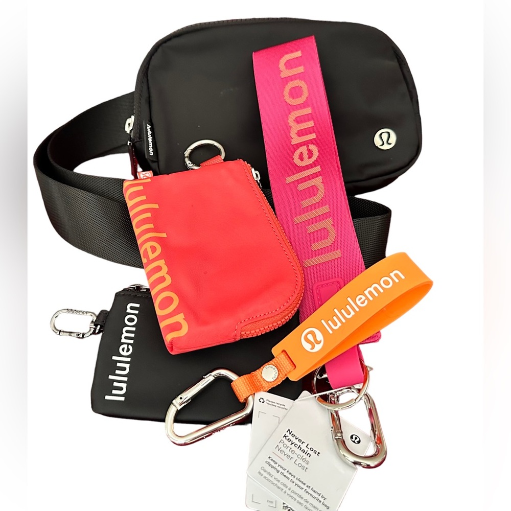 BN lululemon belt bag 1l, silicone keychain, large keychain, & 2 pouches